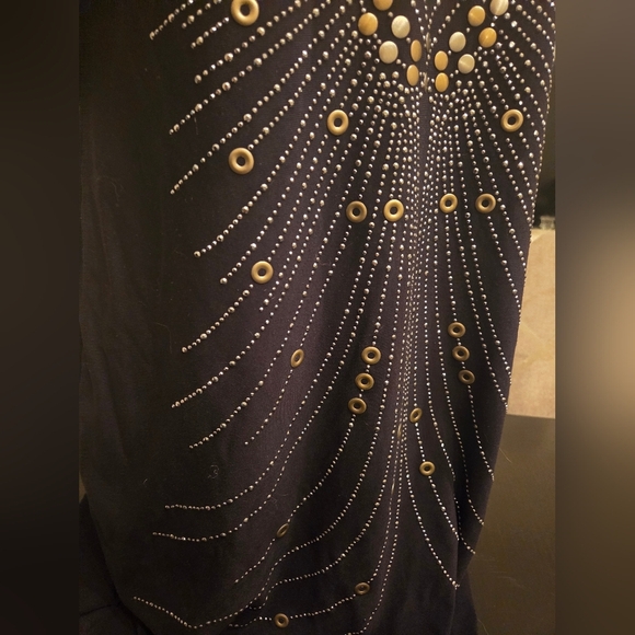 Black and Gold Embellished Cut Out Dress - Picture 5 of 9